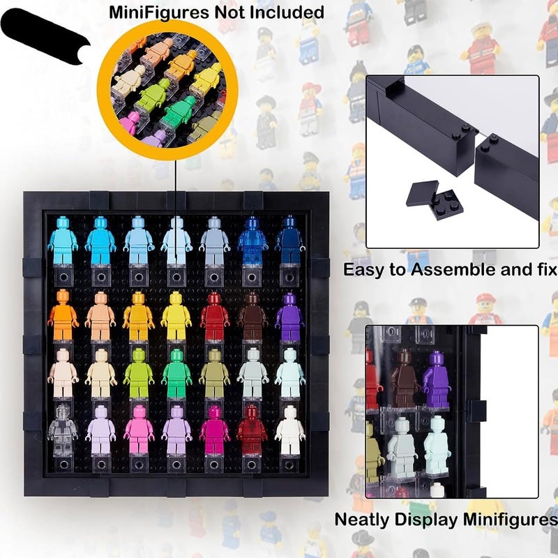JOYMOMO Minifigure Display Case Collectible Shadow Box Buildable Wall for 28 Figure Display Case (Figures Not Included) (Black) - Image 3