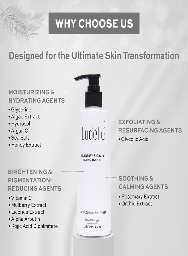 Eudelle Mulberry & Orchid Hydrating Body Wash with Sabiwhite for Radiance | Amino Acids & Hyaluronic Acid for Skin Nourishment (2) - Image 4