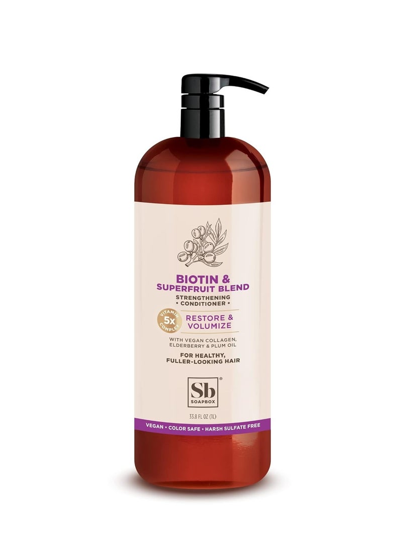 Soapbox Biotin & Collagen Super Fruit Conditioner for Thin, Fine, Thinning Hair | Volumizing & Softening Conditioner to Promote Hair Growth, Strength, Fullness, 1 Liter Pump Bottle - pzsku/ZA1CB90D280A0769E60B0Z/45/_/1738677880/440b8094-3e7b-4a7c-90d6-da786fcc146f