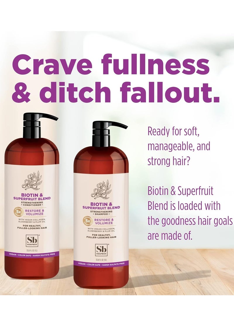 Soapbox Biotin & Collagen Super Fruit Conditioner for Thin, Fine, Thinning Hair | Volumizing & Softening Conditioner to Promote Hair Growth, Strength, Fullness, 1 Liter Pump Bottle - pzsku/ZA1CB90D280A0769E60B0Z/45/_/1738677881/fafba4b8-1930-4015-8e25-2de6d7dca1e3