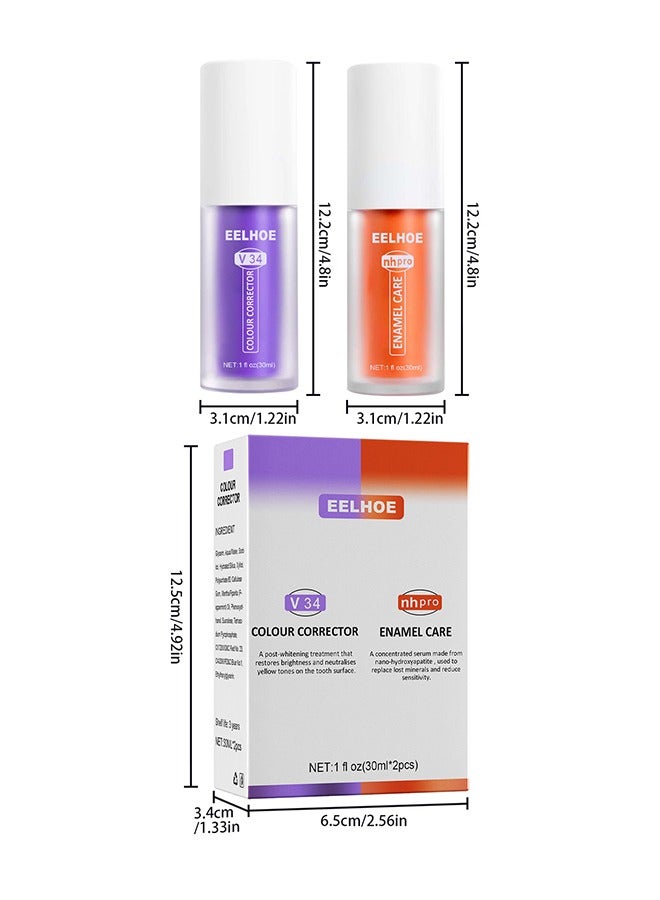 EELHOE V34 Colour Corrector - Calculus Removal, Teeth Whitening, Teeth Regrowth, Teeth Whitening Restoration Toothpaste Set, Purple Pack Color Corrector, Enamel Care Gum Restoration (2pcs) - Image 5