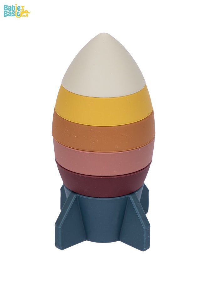 Babies Basic Silicone Stacking Toy For Babies/Kids, Rocket Shape, Bpa Free 100% Safe - Rocket  - Image 1