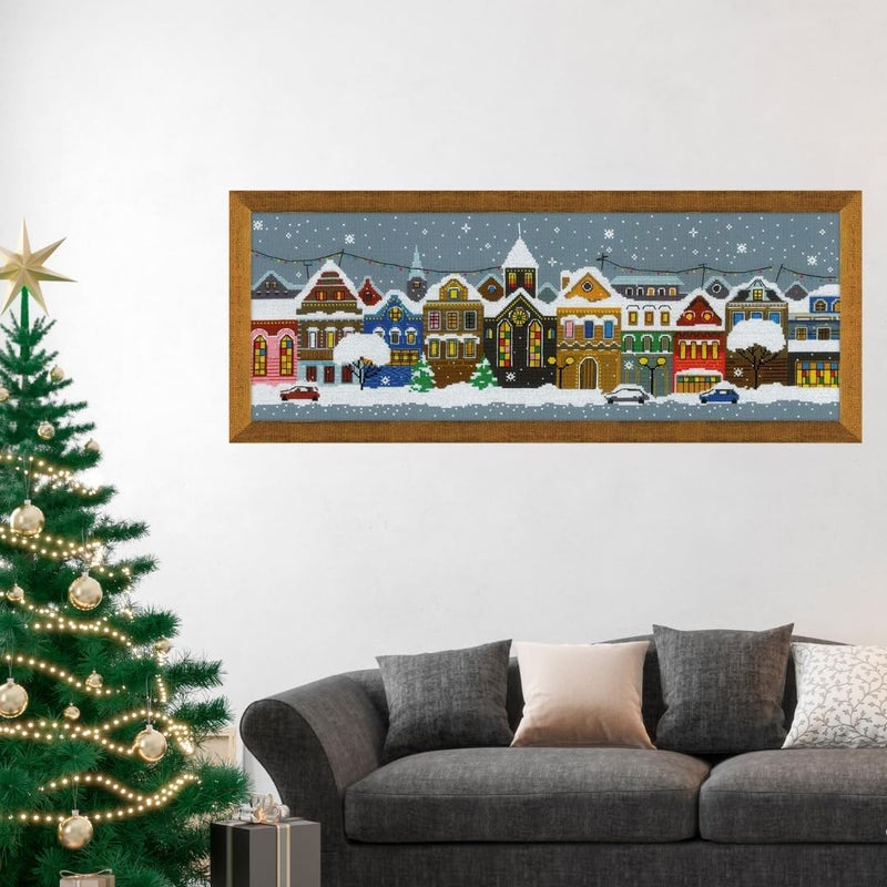 Riolis - Christmas City 1683, Christmas Cross Stitch Kit 23,62" x 8,27", Cross Stitch Kits for Beginners & Advanced, Cross Stitch Kits for Adults, Counted Stitching Kits, Embroidery Kit Holiday - Image 2