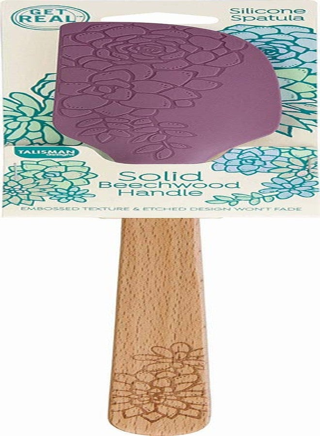 Talisman Designs Silicone Spatula & Laser Etched Beechwood Handle | Succulent Design | Cute &, Functional Kitchen Tool |, Natural Wooden Decorative Spatula - Image 1