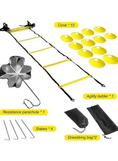 Arabest Fawoonu Speed Agility Training Kit Agility Ladder Football Ladder with 12-Rung with 12 Cones and 4 Stakes Football Training Equipment Speed Agility Training Kit  - Image 5