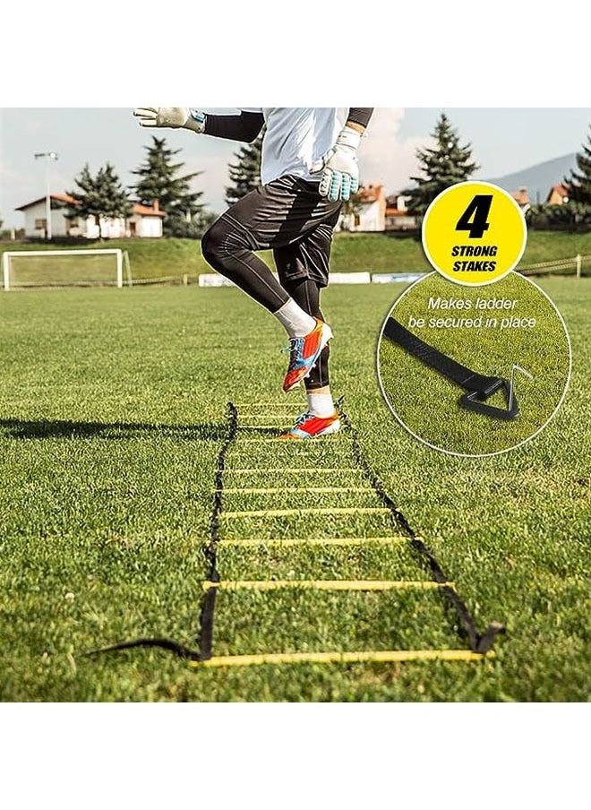 Arabest - Fawoonu Speed Agility Training Kit Agility Ladder Football Ladder with 12-Rung with 12 Cones and 4 Stakes Football Training Equipment Speed Agility Training Kit - Image 1