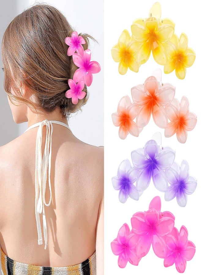 ANBALA Colorful Hawaiian Flower Hair Clips for Women - Large Non-Slip Claw Clips with Strong Hold, Beach Hair Accessories for Thick Hair - Image 1