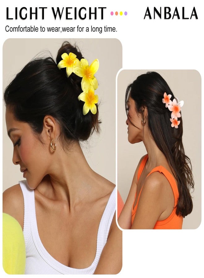 ANBALA Colorful Hawaiian Flower Hair Clips for Women - Large Non-Slip Claw Clips with Strong Hold, Beach Hair Accessories for Thick Hair - Image 4