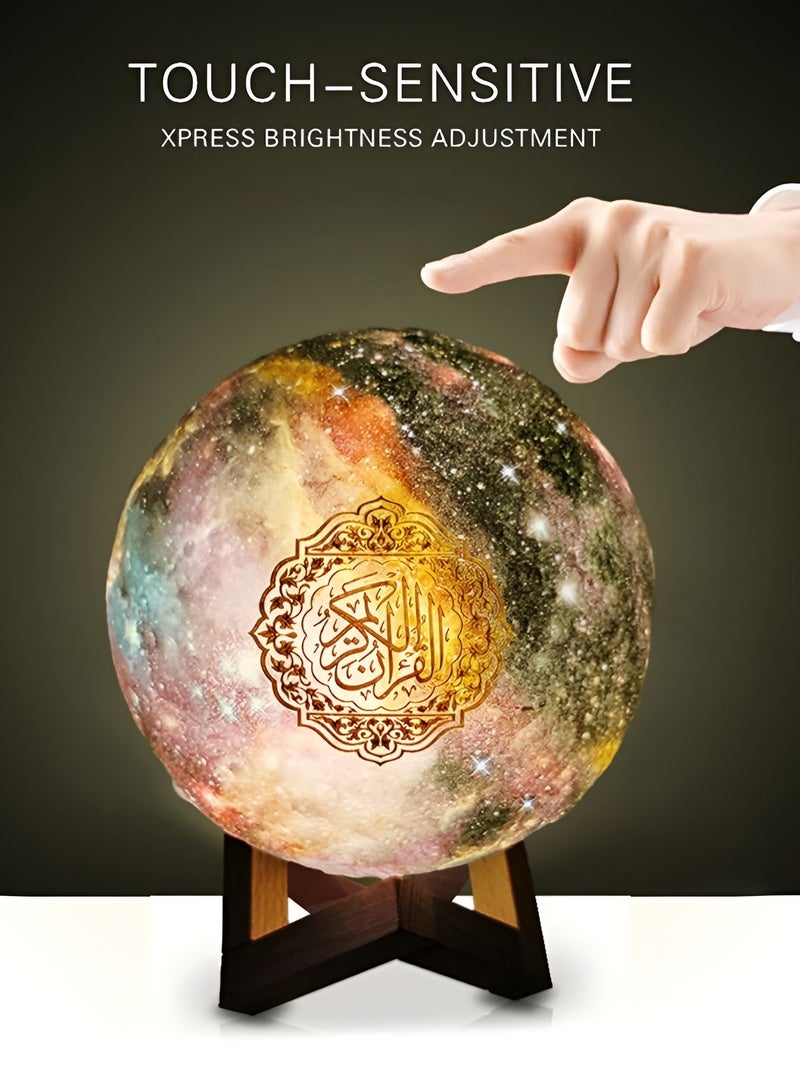 مكبر صوت القرآن الكريم المحمول مكبر صوت LED ضوء الليل مصباح قمر ملون مكبر صوت القرآن الكريم جهاز التحكم عن بعد مسلم ثلاثي الأبعاد ضوء القمر المرصع بالنجوم مكبر صوت القرآن QB-512