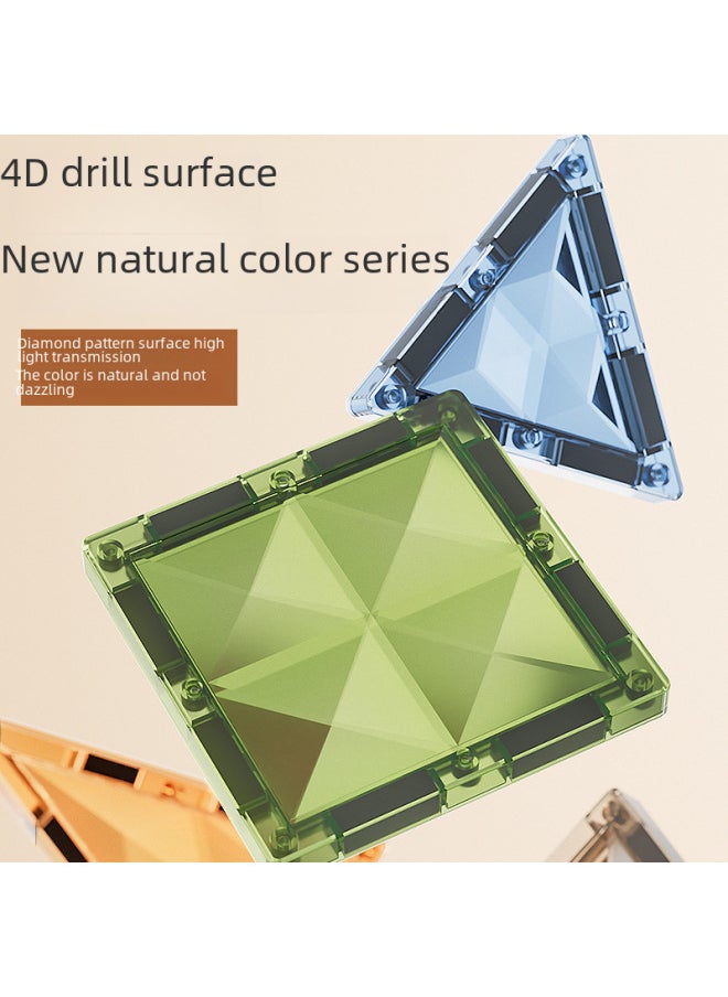 null - Tig 4D Diamond Face Color Window Magnetic Film Assembled Educational Building Blocks Early Education Nature Color Cognitive Magnet Puzzle Toy-Color:[emerald Diamond Magnetic Sheet-dinosaur Style] 90pcs - Image 1