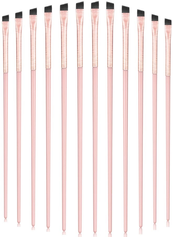 Maitys 12 Pieces Eyeliner Eyebrow Fine Angled Brush Slanted Eyeliner Makeup Tip Thin Slanted Flat Angle Artificial Bristles Eyebrow Brush for Cosmetic(Pink) - Image 1