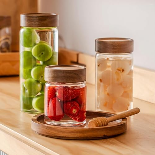 Femora Borosilicate Glass Jar With Wooden Lid| Glass Jars For Kitchen| Kitchen Storage Jars| 1 Year Warranty| Fancy Jars for Gifting, Snacks, Spice, Cookies, Dry Food, Pickles|550ml| Set Of 6 - Image 2