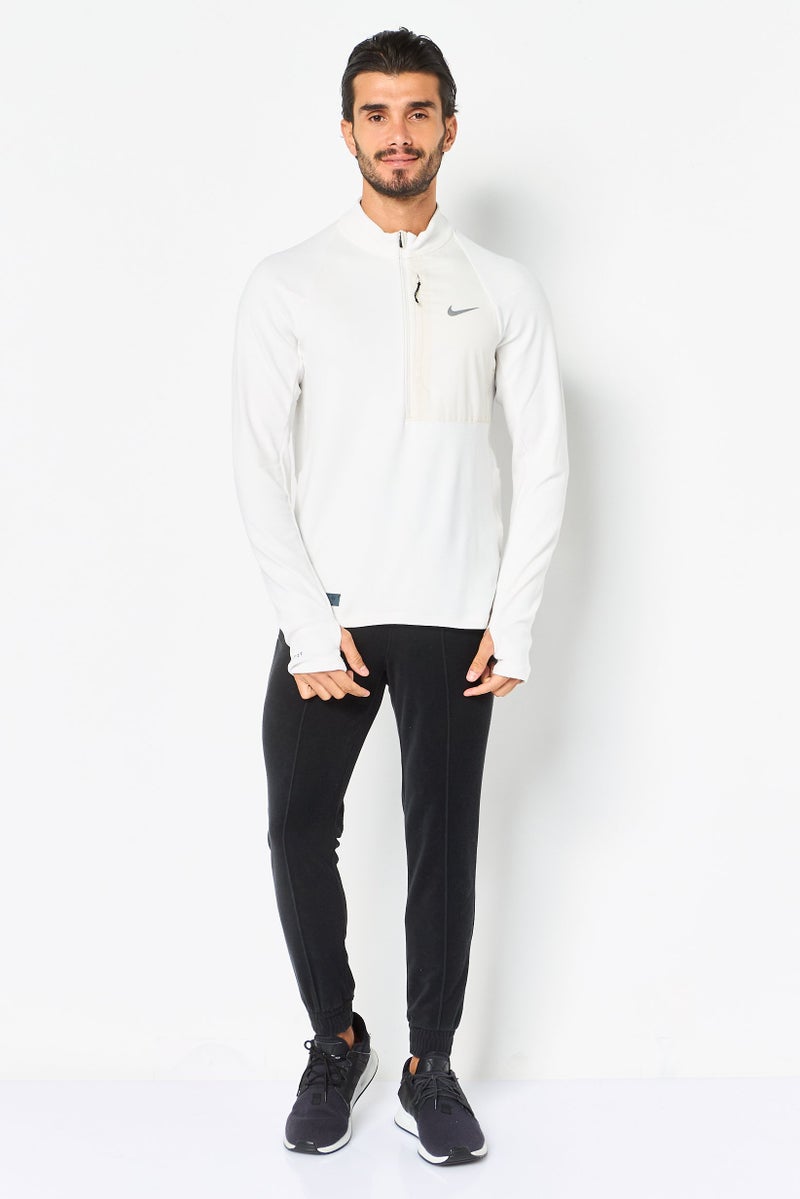 Nike Men Dri-Fit Long Sleeve Running Sweatshirt, Off White - Image 3
