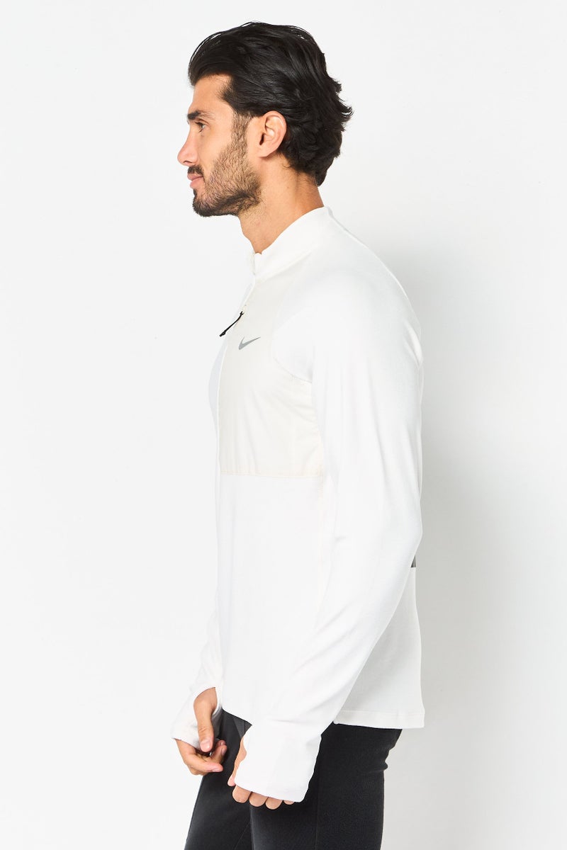 Nike Men Dri-Fit Long Sleeve Running Sweatshirt, Off White - Image 2