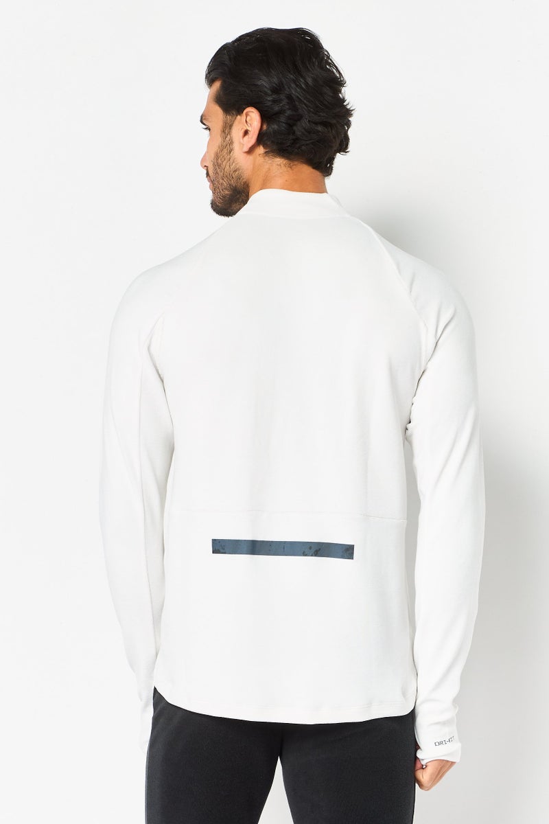 Nike Men Dri-Fit Long Sleeve Running Sweatshirt, Off White - Image 4