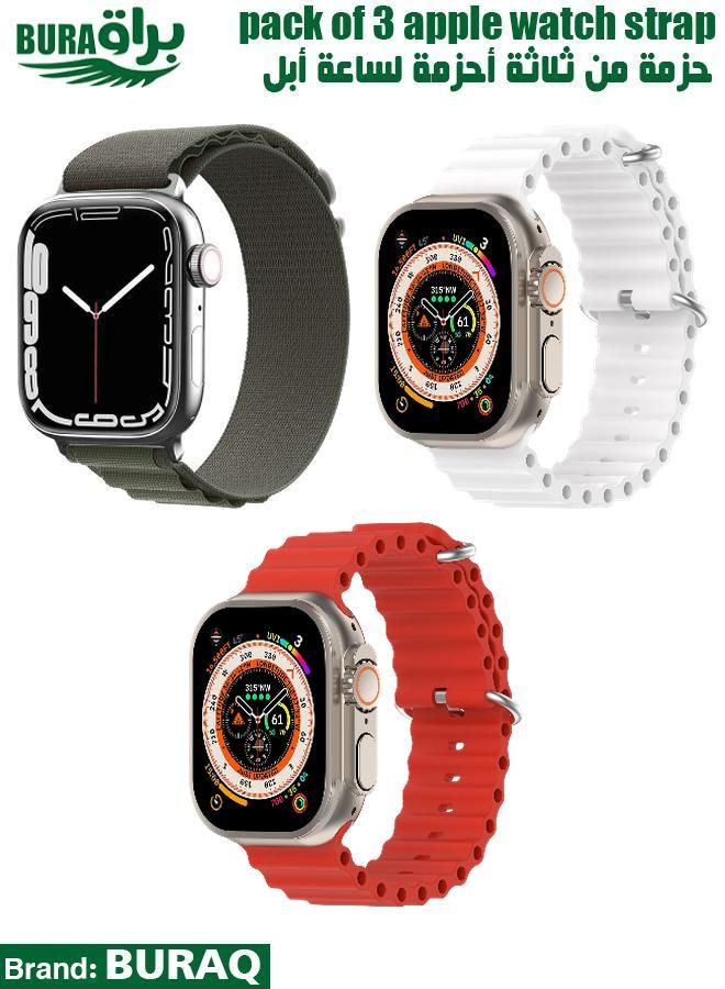 BURAQ Apple Watch Band Strap For Apple Watch Ultra 2/Ultra 49mm, Series 10 46mm, 9/8/7 45mm, SE2/SE/6/5/4 44mm, 3/2/1 42mm