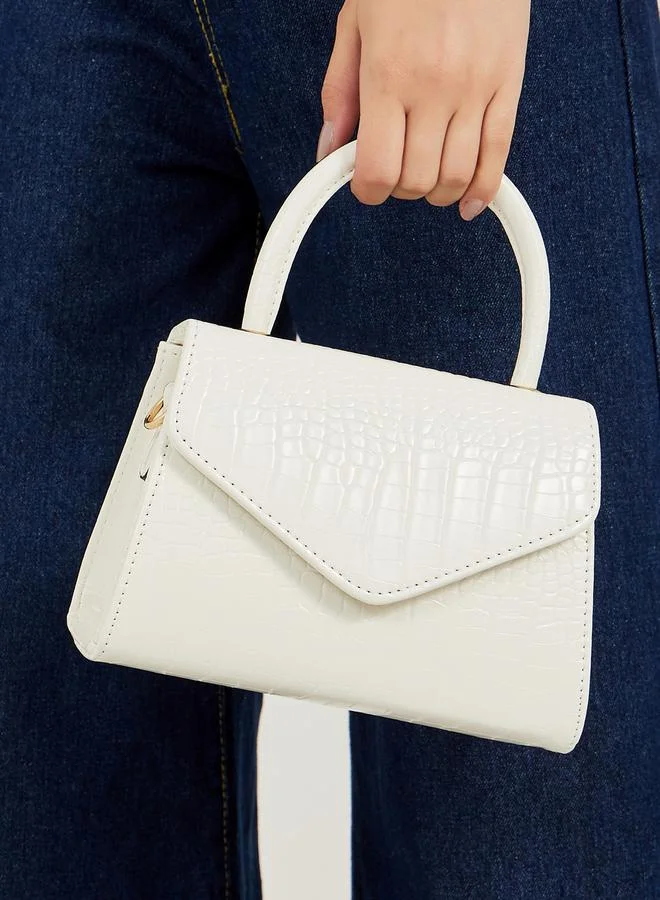 Styli Textured Handbag with Detachable Strap