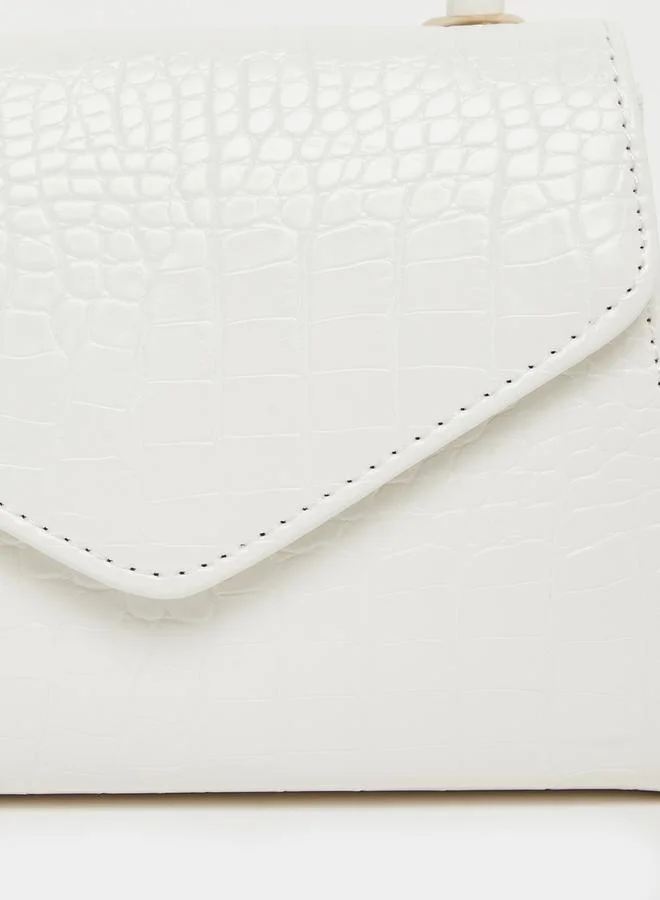 Styli Textured Handbag with Detachable Strap
