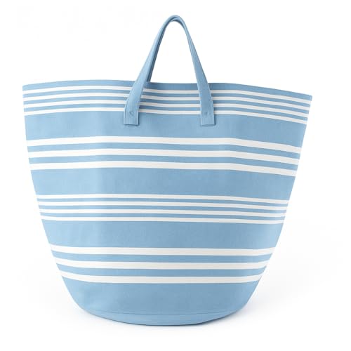 Värde Laundry Bag with Handle Pack of 1 | Foldable Clothes Laundry Bag | Also Works as Carry Bag | Lightweight & Durable | Perfect for College, Travel, and Daily Use | Handloom Blue - Image 1