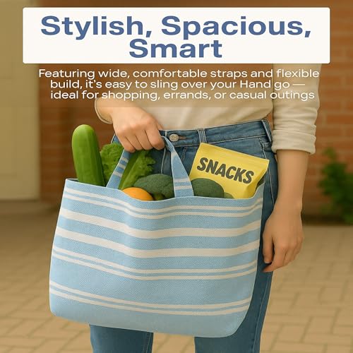 Värde Laundry Bag with Handle Pack of 1 | Foldable Clothes Laundry Bag | Also Works as Carry Bag | Lightweight & Durable | Perfect for College, Travel, and Daily Use | Handloom Blue - Image 4
