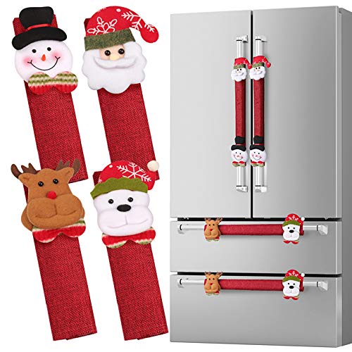 D-FantiX DFantiX Christmas Refrigerator Handle Covers Set of 8 Santa Snowman Kitchen Appliance Covers Fridge Microwave Oven Dishwasher Refrigerator Door Handle Covers Protector Christmas Decorations - Image 1