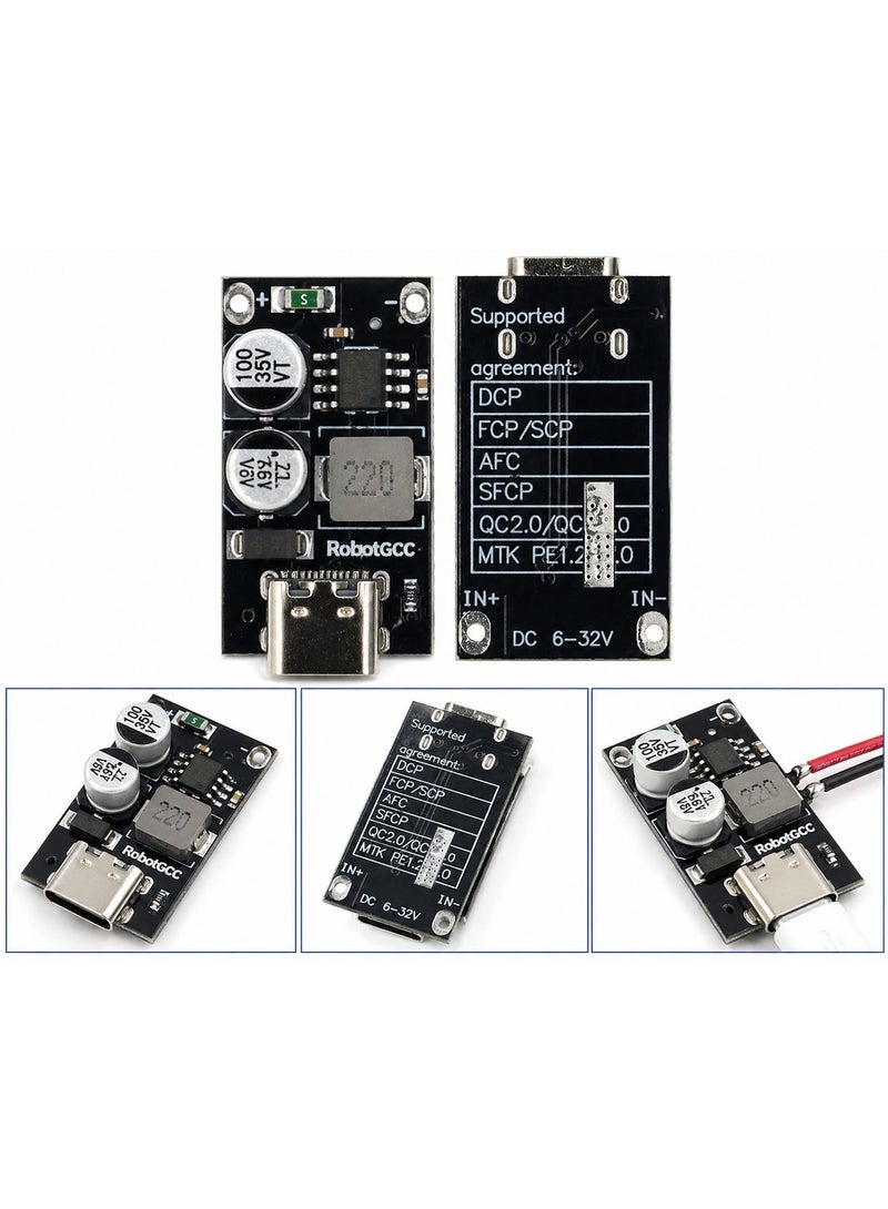 robotgcc Step Down Voltage Regulator Module DC Buck Converter Fast Charging USB Type C Power Supply Board 12V 24V to 5V Stable Output for Arduino IoT Robotics Smart Devices DIY Projects - Image 2