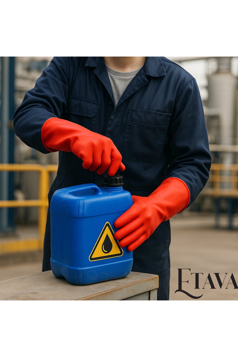 إيتافا قفازات مطاطية مقاومة للمواد الكيميائية (مقاس كبير) | قفازات أمان قوية ومقاومة للماء قابلة لإعادة الاستخدام مع بطانة قطنية للتنظيف والاستخدام الصناعي والمنزلي - Image 3