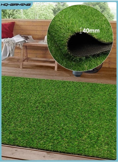 Grass Rug, Realistic Artificial Turf Grass, Artificial Grass Carpet, Artificial Turf Grass Outdoor, Fake Grass Rug with Drainage Holes for Patio, Balcony, Squares, Garden (2*4M, 40MM)