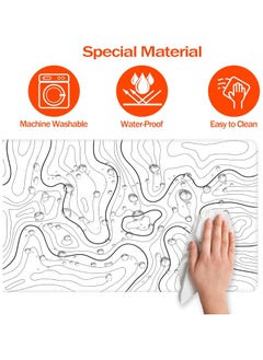 NNEWVANTE Super Smooth Fabric,Minimalist Desk Mat Topographic Pattern Gaming Mouse Pad Large Desk Pad with Stitched Edges Gaming Mousepad Aesthetic Deskmat, Keyboard Pad for Women Desk 31.5"x11.8" White  - Image 4