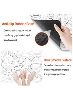 NNEWVANTE Super Smooth Fabric,Minimalist Desk Mat Topographic Pattern Gaming Mouse Pad Large Desk Pad with Stitched Edges Gaming Mousepad Aesthetic Deskmat, Keyboard Pad for Women Desk 31.5"x11.8" White  - Image 5
