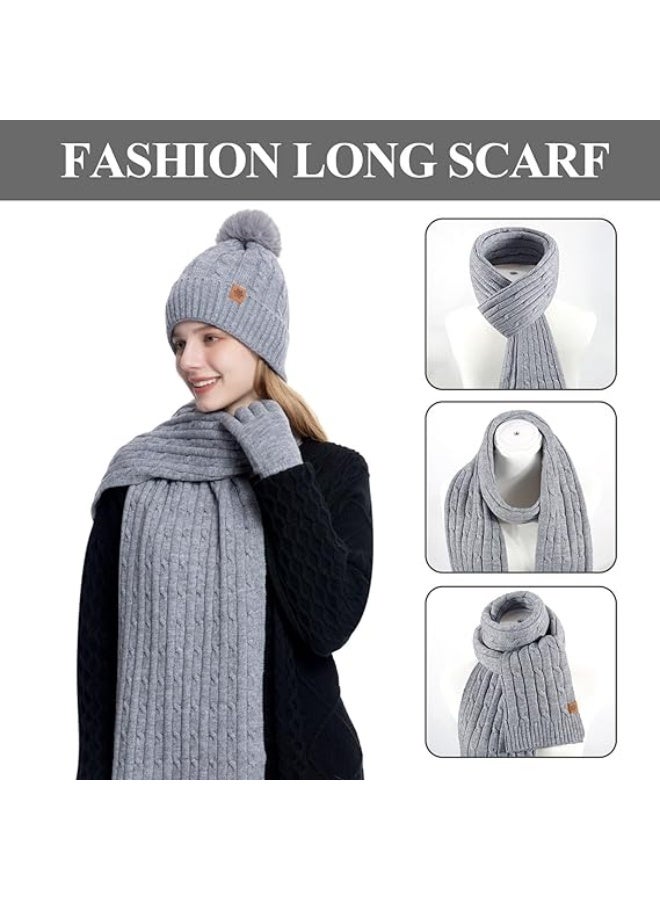 Bukela Women's Beanie Hat Scarf Gloves Set Winter Knit Warm Hat, Long Soft Scarf & Touchscreen Gloves for Cold Weather for Outdoor - Image 5