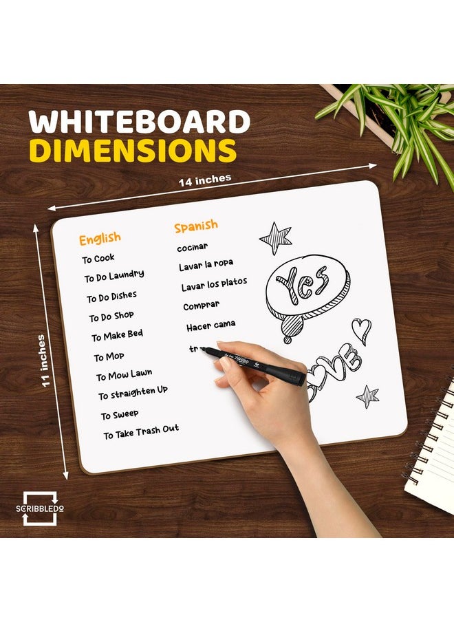 Scribbledo White Board Dry Erase Board 11" X14” Mini Double Sided Personal Whiteboard Board Dry Erase Lapboard Handheld Personal White Boards For Students Small Whiteboard Office Kitchen  - Image 2
