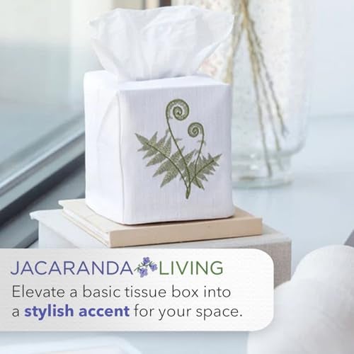 Jacaranda Living Square Tissue Box Cover, Linen/Cotton Fabric Tissue Holder, Decorative Cloth Tissue Cube Cover, Coastal Designs Standing Anchor (Navy) - Image 4