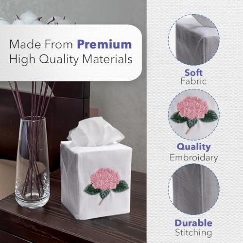 Jacaranda Living Square Tissue Box Cover, Linen/Cotton Fabric Tissue Holder, Decorative Cloth Tissue Cube Cover, Coastal Designs Standing Anchor (Navy) - Image 5