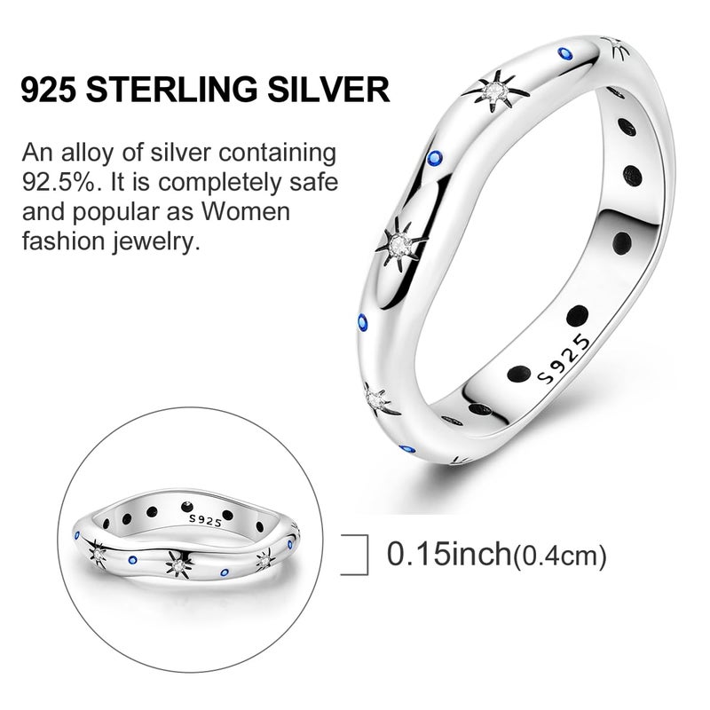 Hapour 925 Sterling Silver Ring for Women,Eternity Gorgeous Rings Stackable Rings for Women Teen as Gifts Ring Size 9 - Image 4