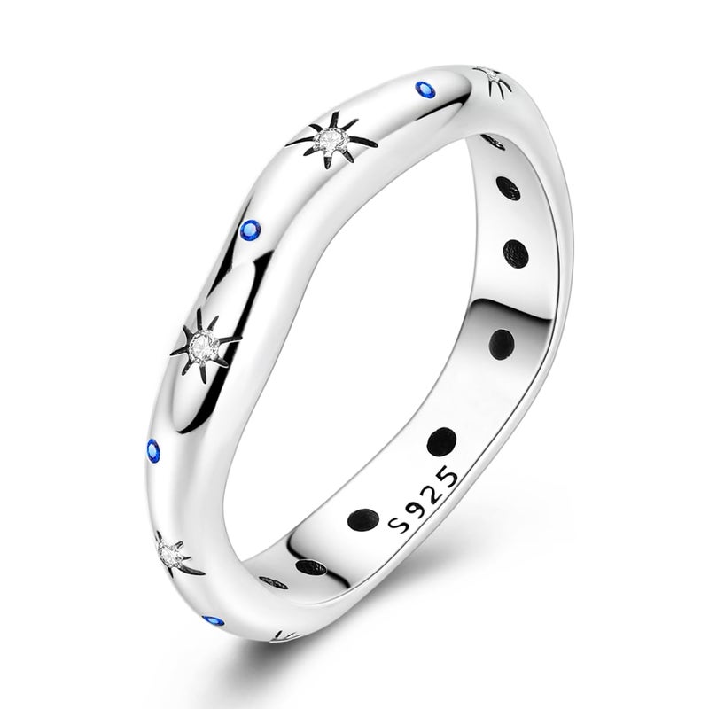 Hapour 925 Sterling Silver Ring for Women,Eternity Gorgeous Rings Stackable Rings for Women Teen as Gifts Ring Size 9 - Image 1