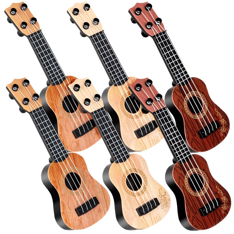 XGHSHW 10 Inch Kids Mini Guitar 3 Pcs Toy Guitars 4 Strings Mini Ukulele Musical Instrument Guitars Toy for Toddler Beginner - Image 3