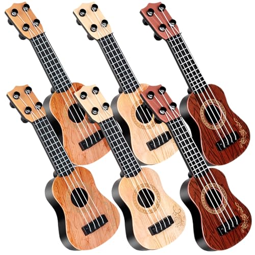 XGHSHW 10 Inch Kids Mini Guitar 3 Pcs Toy Guitars 4 Strings Mini Ukulele Musical Instrument Guitars Toy for Toddler Beginner - Image 1