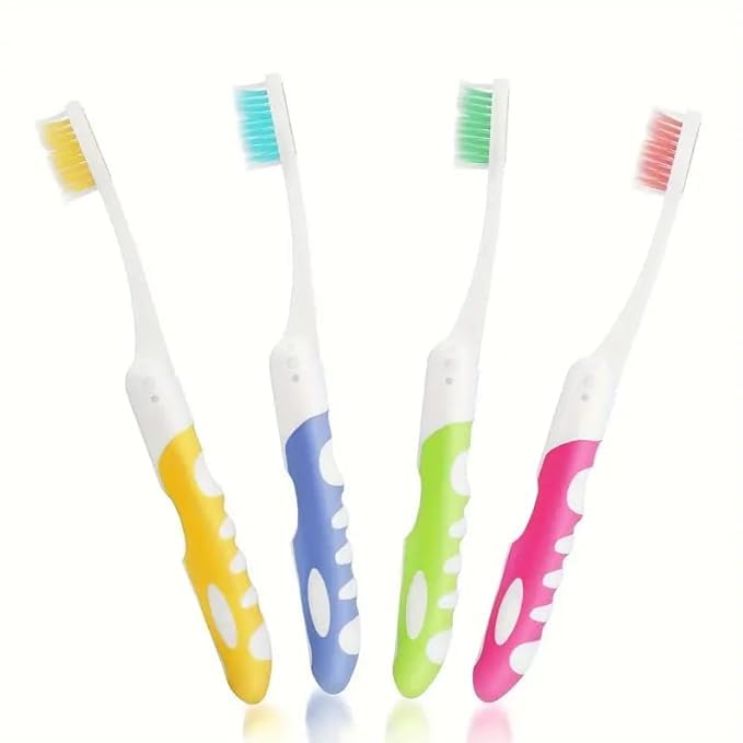 Hidak فرشاة هيداك للسفر - قابلة للطي، بحجم الجيب، معتمدة من TSA مع غطاء - شعيرات ناعمة، تصميم مدمج لحقيبة الظهر، السيارة، حقيبة الجيم - رائعة لأساسيات السفر (عبوة من 4) - Image 1