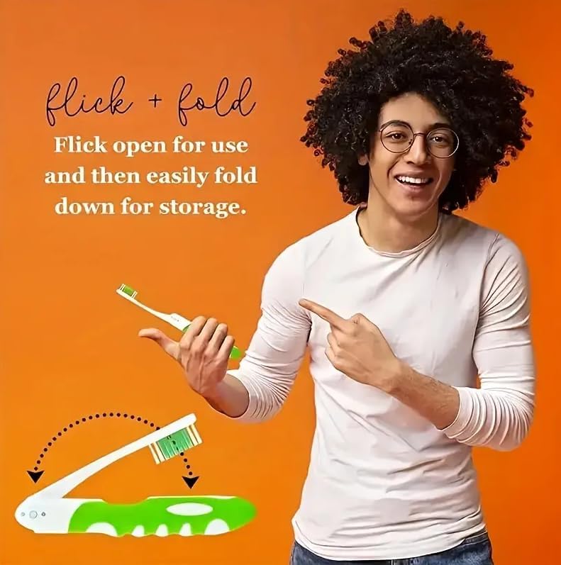 Hidak فرشاة هيداك للسفر - قابلة للطي، بحجم الجيب، معتمدة من TSA مع غطاء - شعيرات ناعمة، تصميم مدمج لحقيبة الظهر، السيارة، حقيبة الجيم - رائعة لأساسيات السفر (عبوة من 4) - Image 5