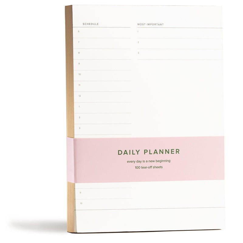 KUNITSA CO. Daily To Do List Notepad. Work Planner & Hourly Time Block Schedule. 100 tear-off sheets (Gold Edges) - Image 1