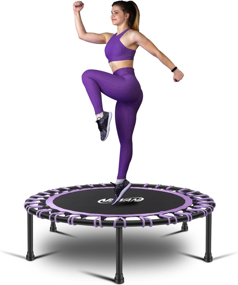 NEWAN 40"-48" Silent Mini Trampoline Fitness Trampoline Bungee Rebounder Jumping Cardio Trainer Workout for Adults-Max Limit 330lbs - Image 1