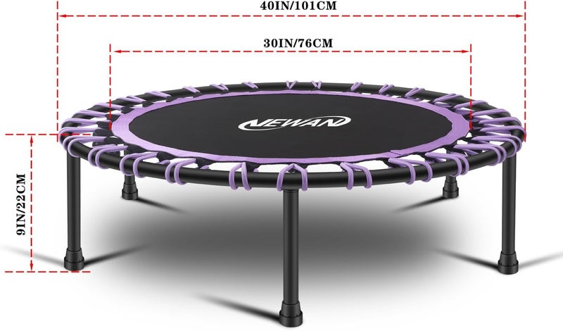 NEWAN 40"-48" Silent Mini Trampoline Fitness Trampoline Bungee Rebounder Jumping Cardio Trainer Workout for Adults-Max Limit 330lbs - Image 5