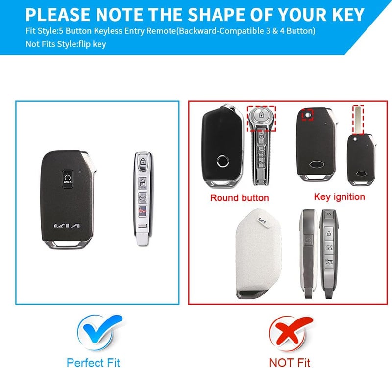 QBUC for Kia Key Fob Cover with Keychain,Car Key Case Shell Protection Fit for Kia K5 Telluride Forte Sportage Soul Seltos, Bule, S - Image 2
