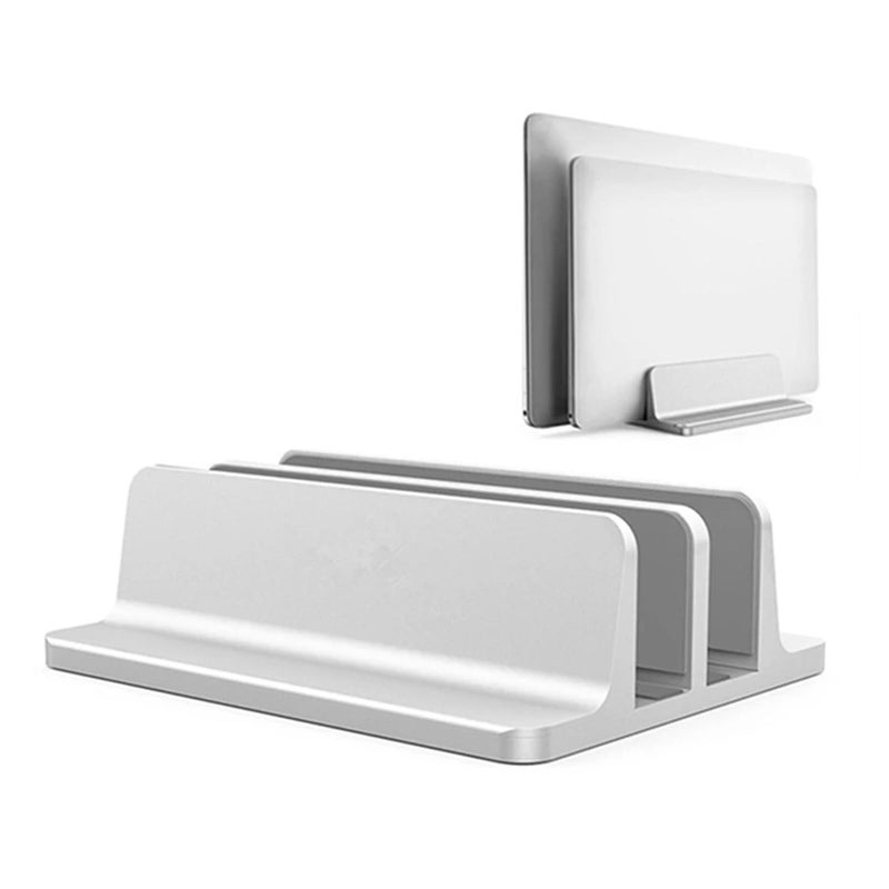 Adjustable Dual Vertical Aluminum Laptop Stand Portable Base Silver - Image 3