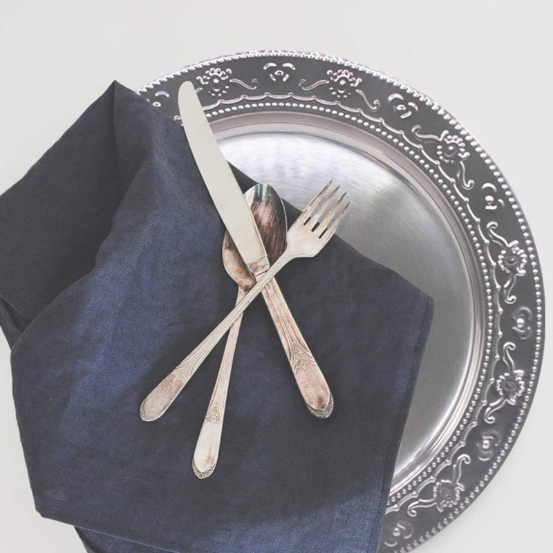 Brightalk 13Inch Charger Plates 6Pcs Dinner Plate Chargers Round Server Ware Compatible with Ceramicchina tableware Silver - Image 3