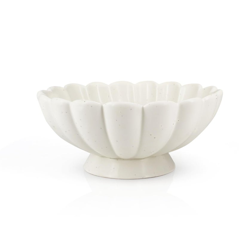 Accessoryway 8" White Fluted Scalloped Decorative Bowls -Moderate Ceramic Fruit Bowl for Kitchen Counter, Elegant Wavy Edge Centerpiece Bowls for Home Decor, Perfect for Housewarming &Wedding Gift - Image 1