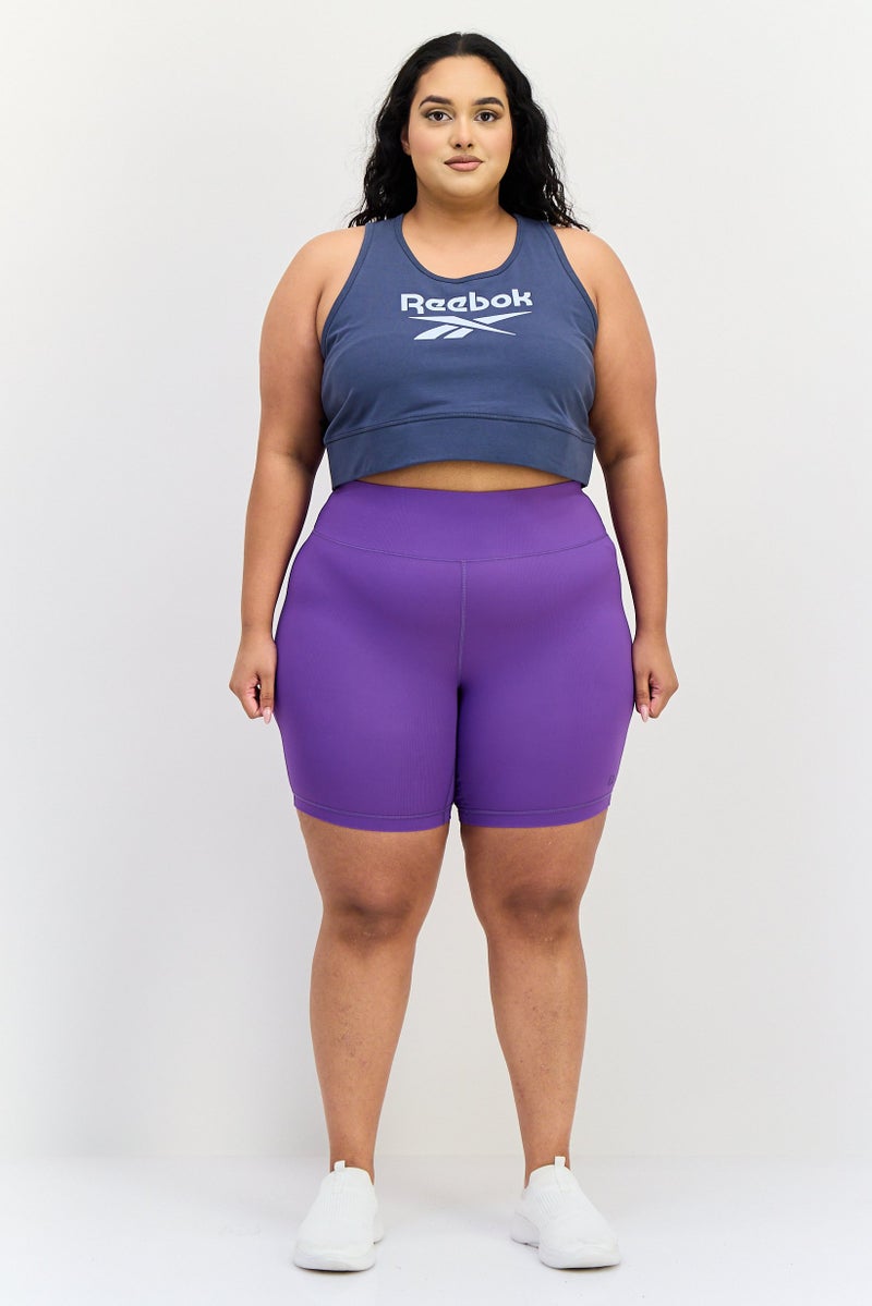 Reebok Women Brand Logo Non Padded Sports Bra, Faded Navy - Image 2