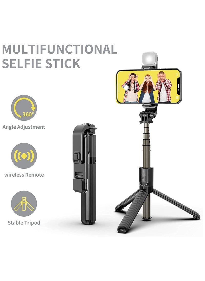 Selfie Stick with Tripod Stand Dimmable LED light Wireless Bluetooth Tripod Selfie Stick with Detachable Remote