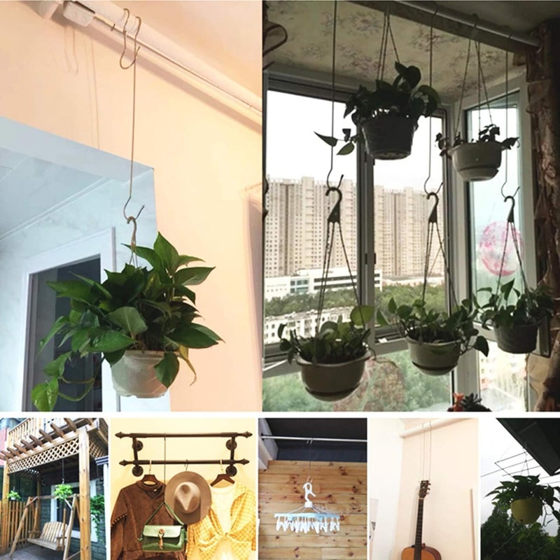 ORILEY 19-inch Extra Large S Hooks Heavy Duty Hanging Portable Hangers for Garden Plant Pots Indoor & Outdoor Balcony Hanging Bird Feeders Baskets Lanterns and Ornaments - Pack of 5 - Image 2